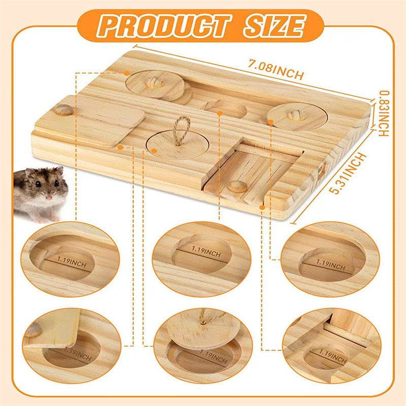 Wooden Hamster Feeder Feeding Snack Dispenser