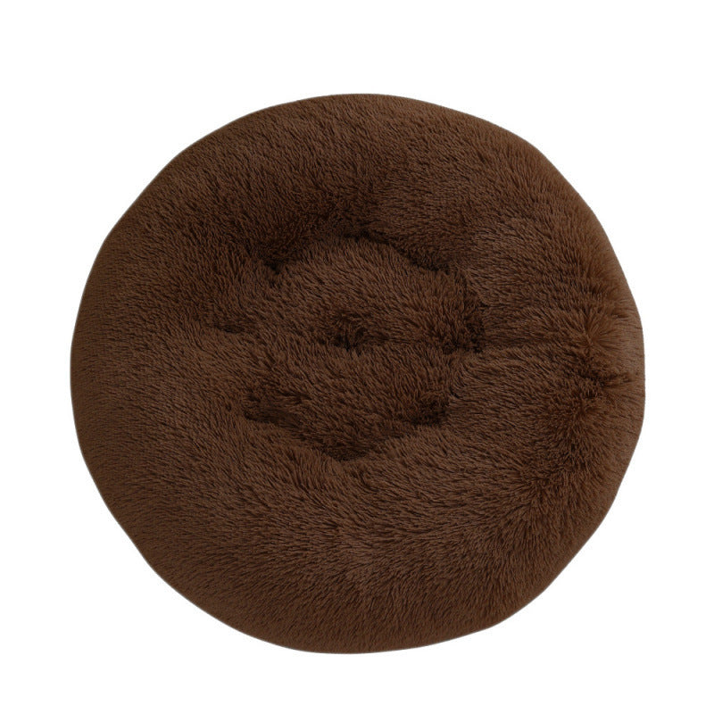 Round Pet Plush Warm Dog Bed