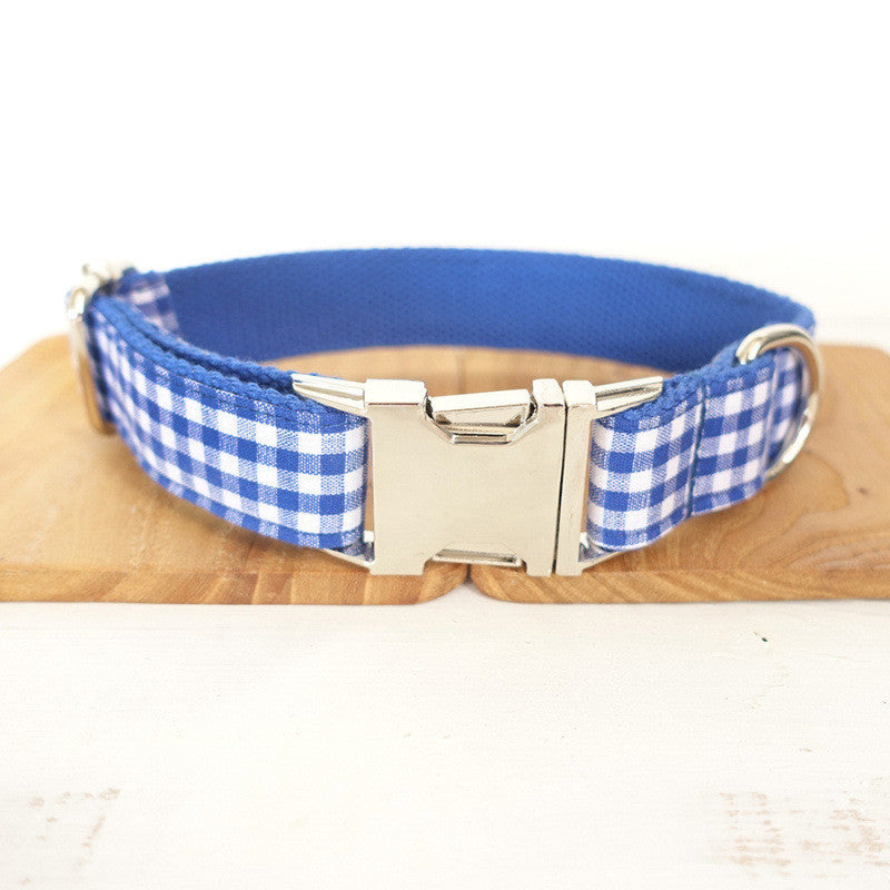 Personalized Plaid Adjustable Dog Collar Leash Set