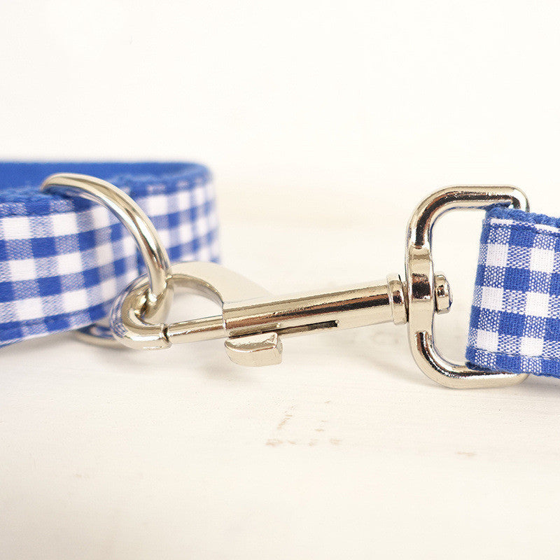 Personalized Plaid Adjustable Dog Collar Leash Set