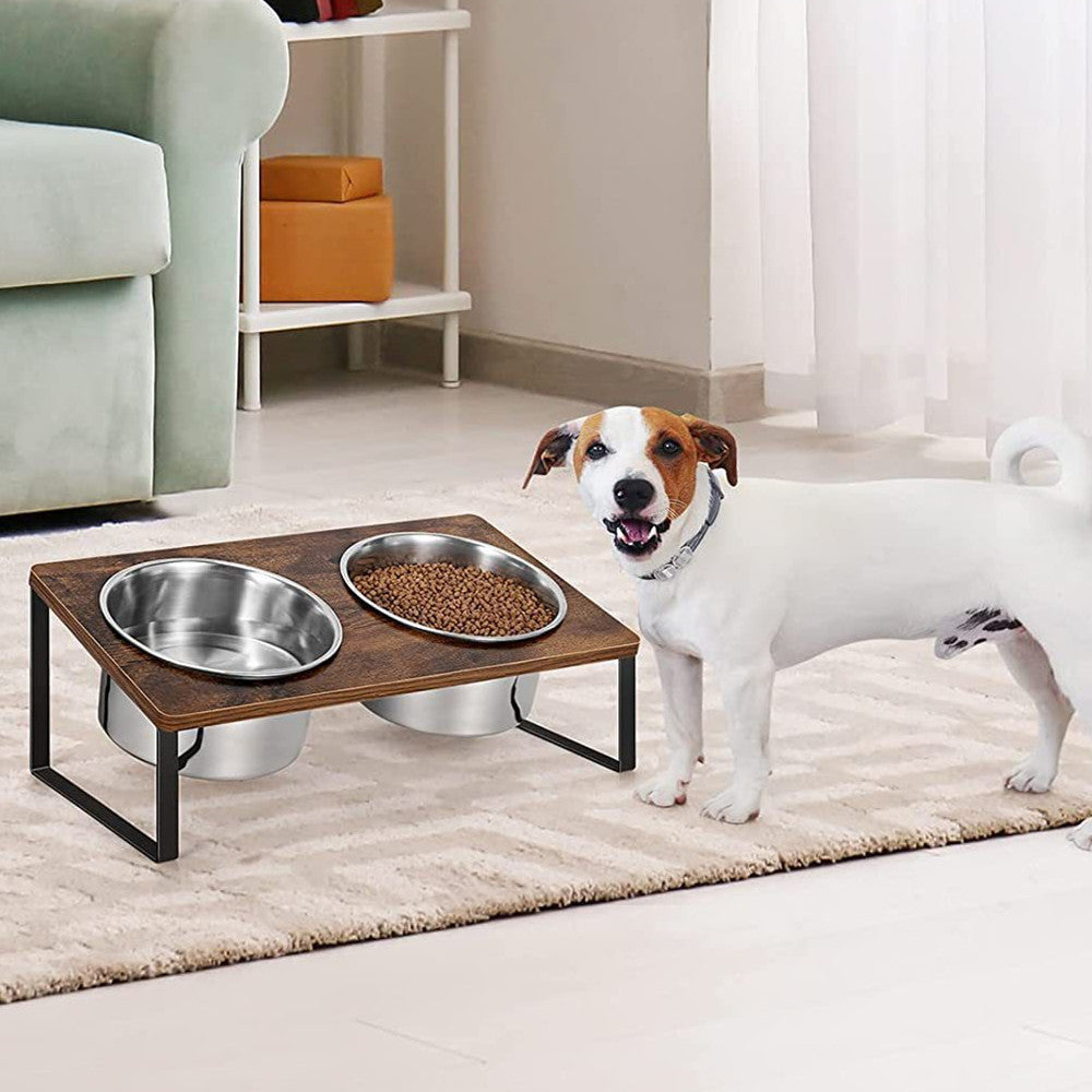 Log Pet Feeding Bowl Rack