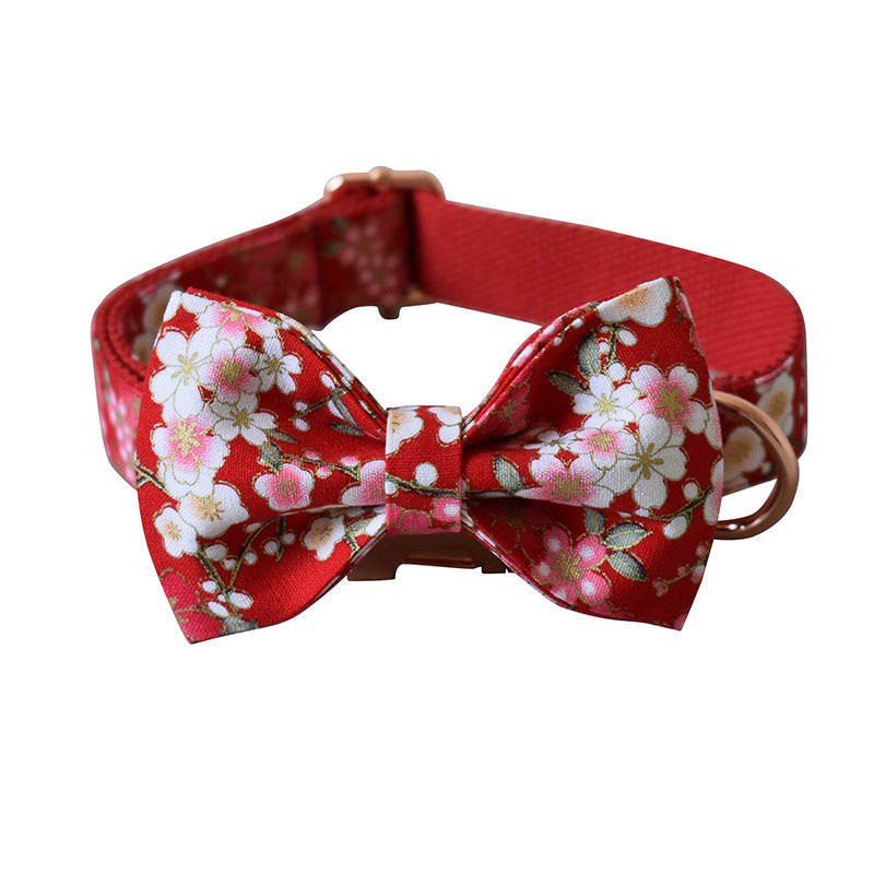 Red And Flower Style Dog Leash Set