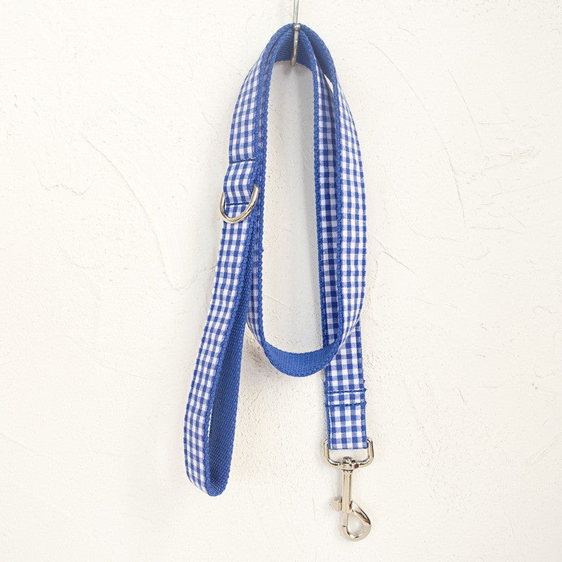 Personalized Plaid Adjustable Dog Collar Leash Set