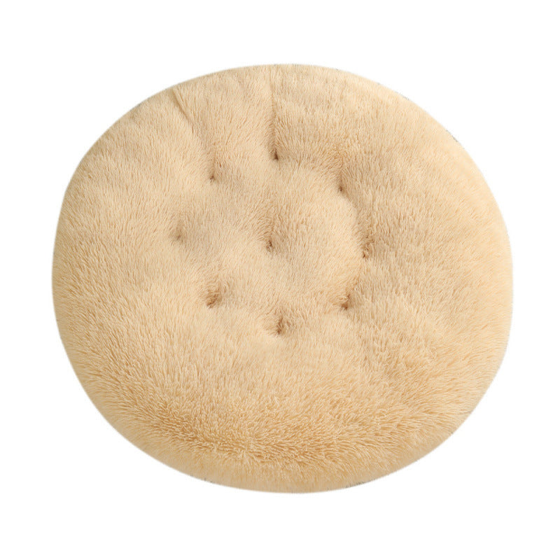 Round Pet Plush Warm Dog Bed