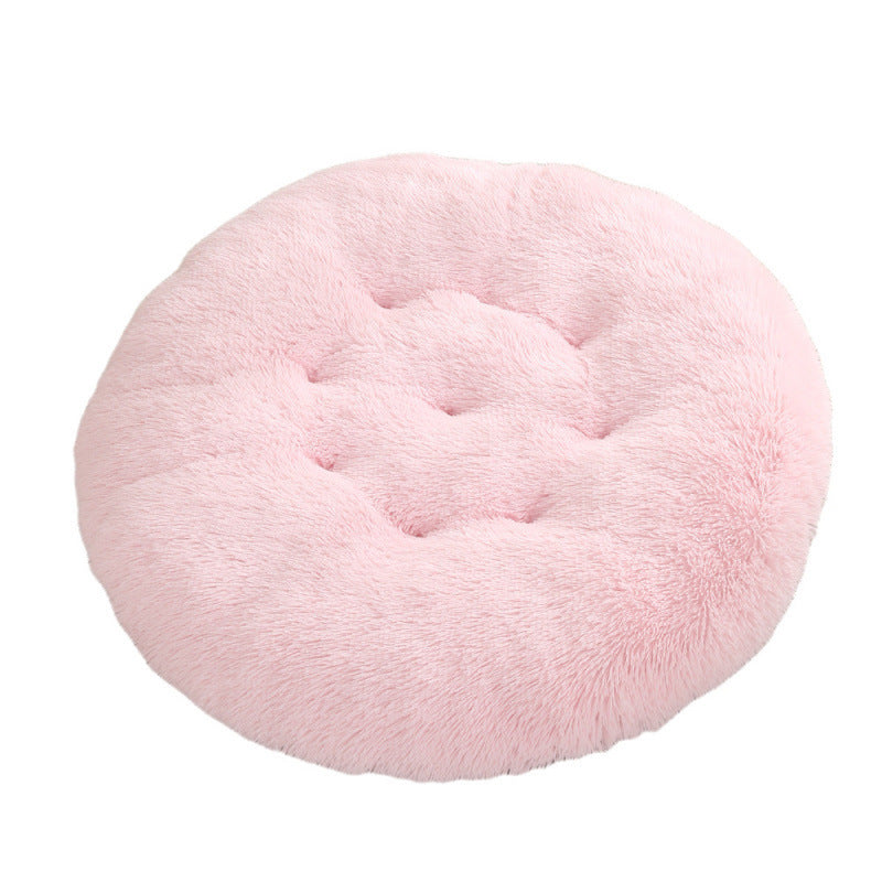 Round Pet Plush Warm Dog Bed