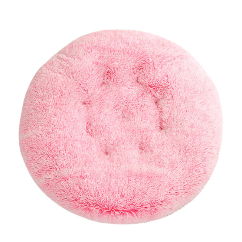 Round Pet Plush Warm Dog Bed