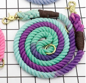 Multi-color cotton pet long leash