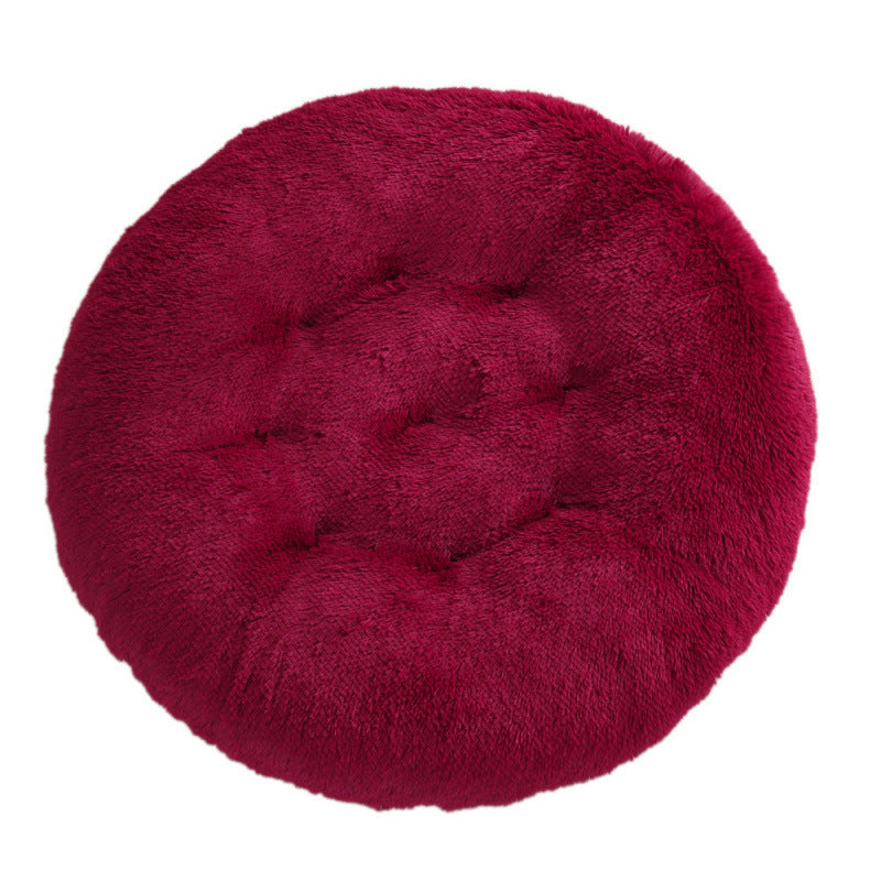 Round Pet Plush Warm Dog Bed