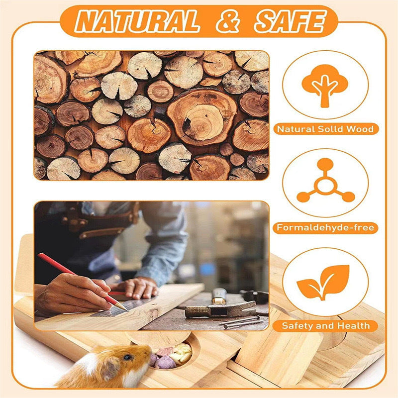 Wooden Hamster Feeder Feeding Snack Dispenser