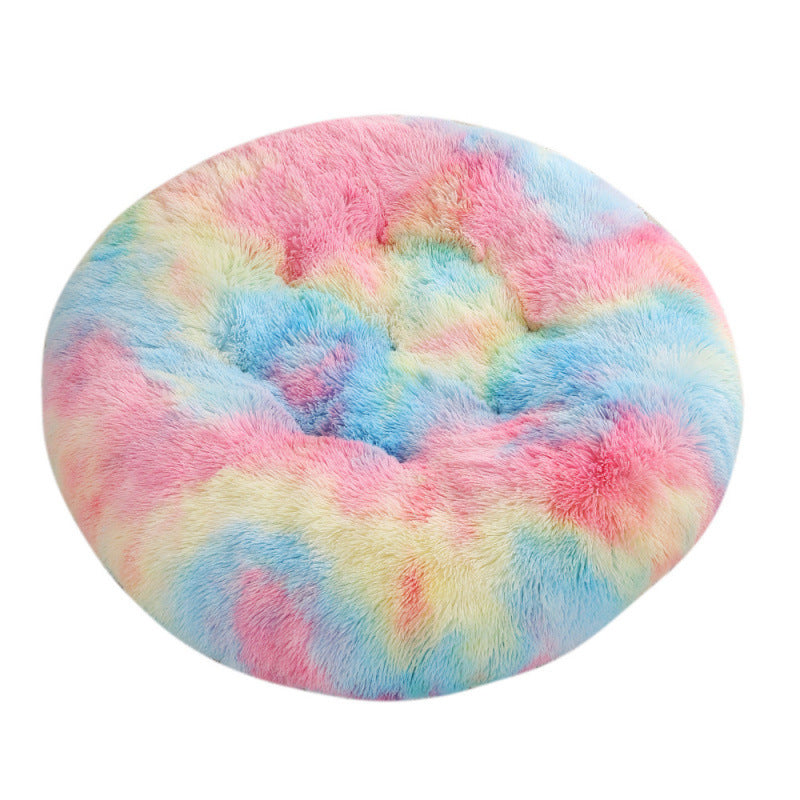 Round Pet Plush Warm Dog Bed