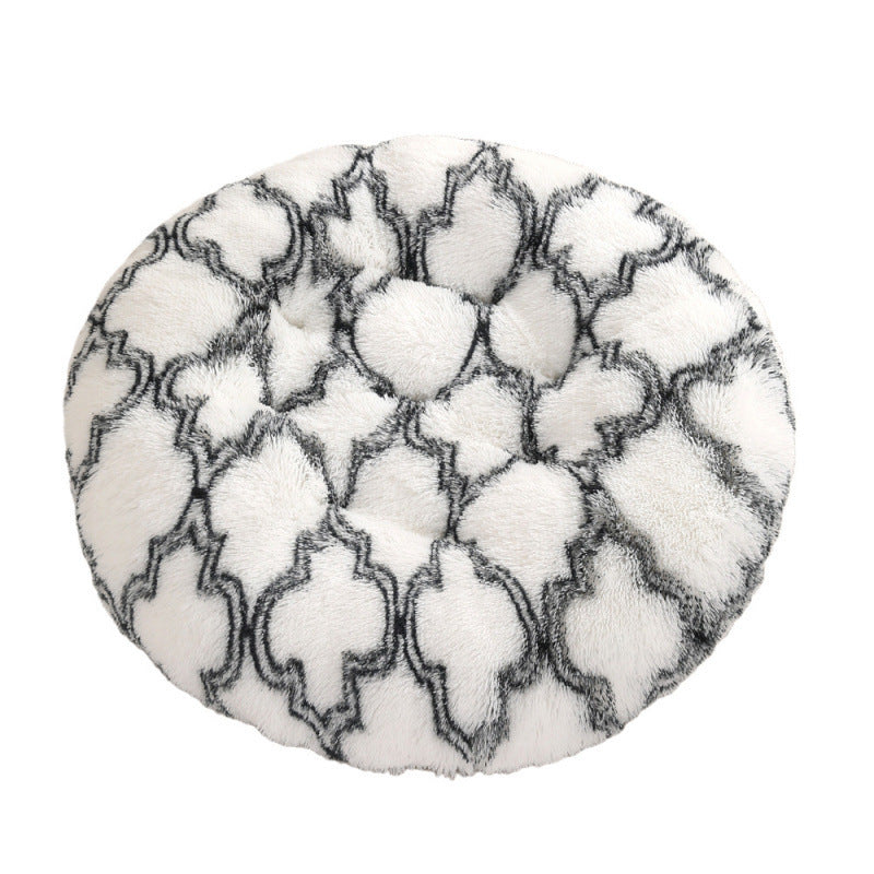 Round Pet Plush Warm Dog Bed
