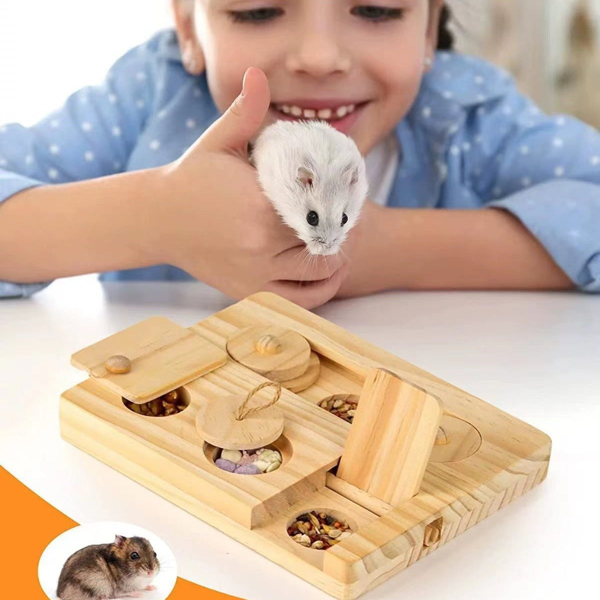 Wooden Hamster Feeder Feeding Snack Dispenser