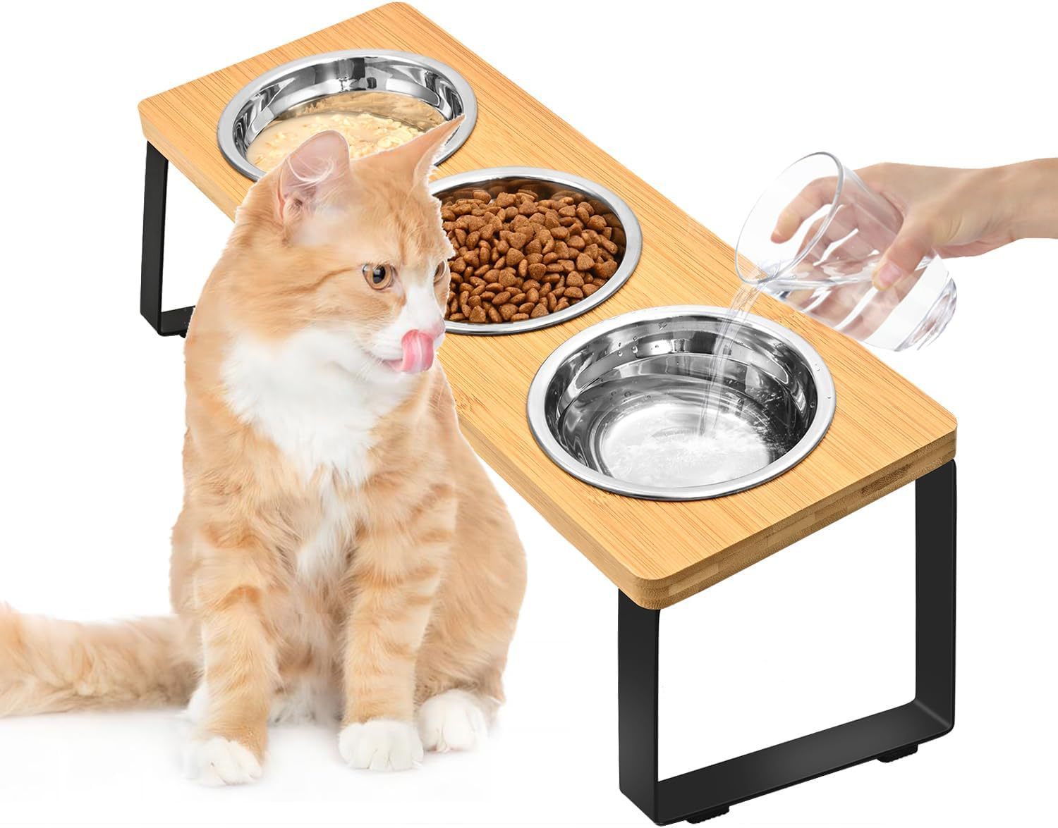 Log Pet Feeding Bowl Rack