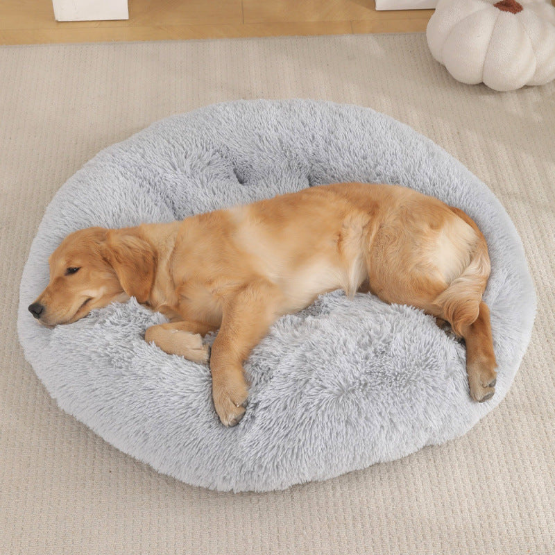Round Pet Plush Warm Dog Bed