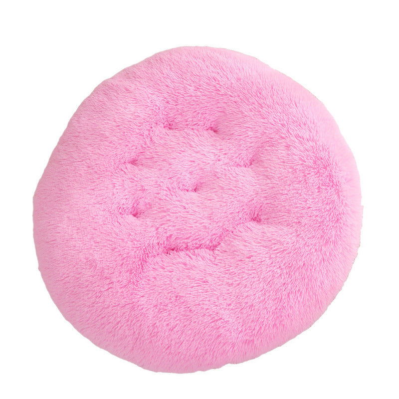 Round Pet Plush Warm Dog Bed