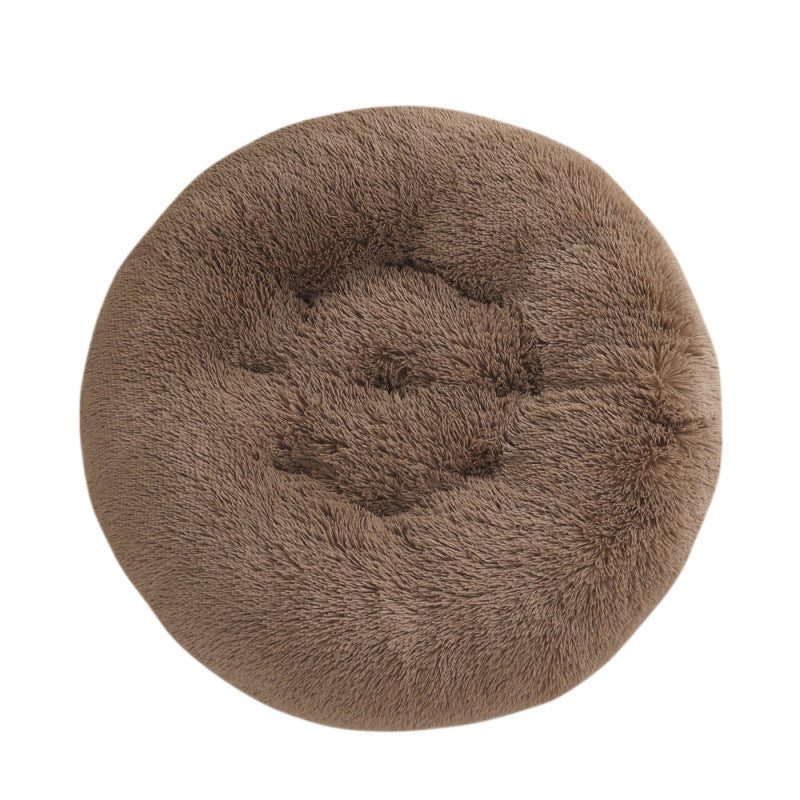 Round Pet Plush Warm Dog Bed