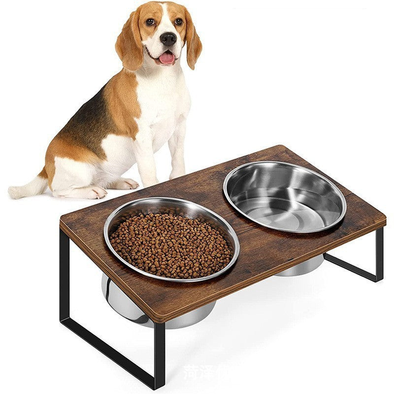 Log Pet Feeding Bowl Rack