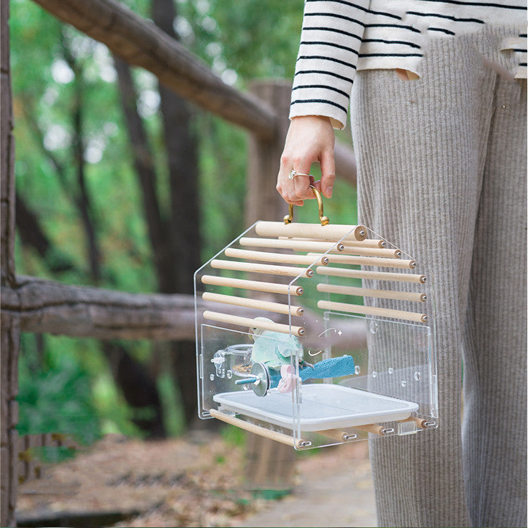 Full Transparent Bird Cage Log Acrylic Parrot