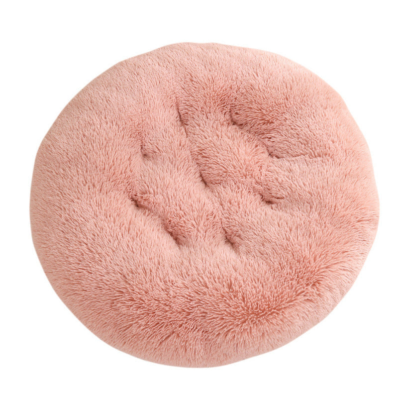 Round Pet Plush Warm Dog Bed