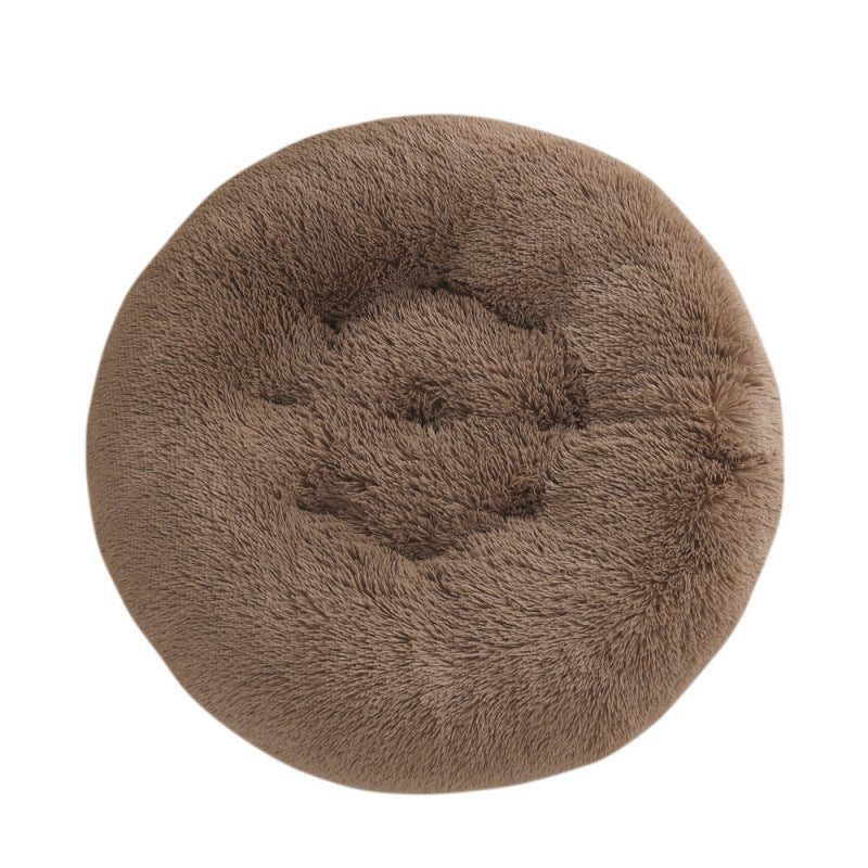Round Pet Plush Warm Dog Bed