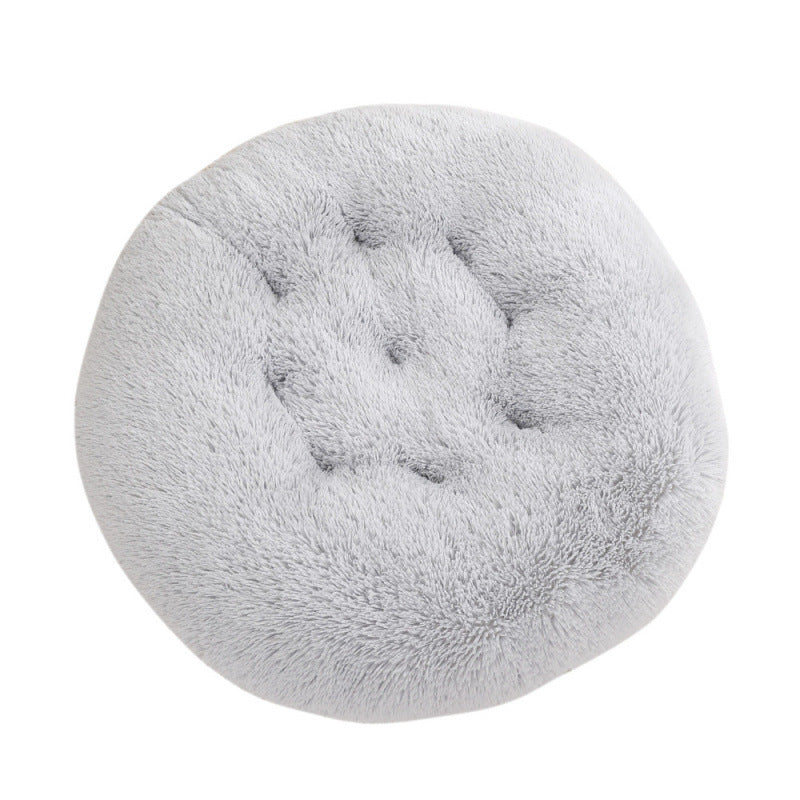 Round Pet Plush Warm Dog Bed
