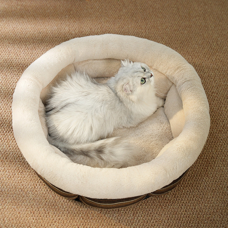 Dog Linen Round Nest Non-slip Pet Bed