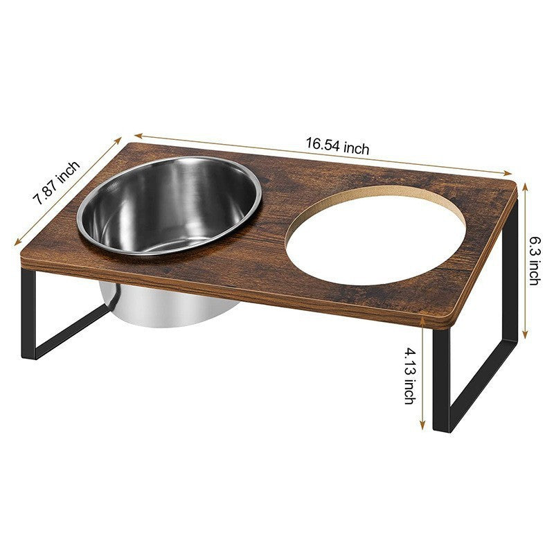 Log Pet Feeding Bowl Rack